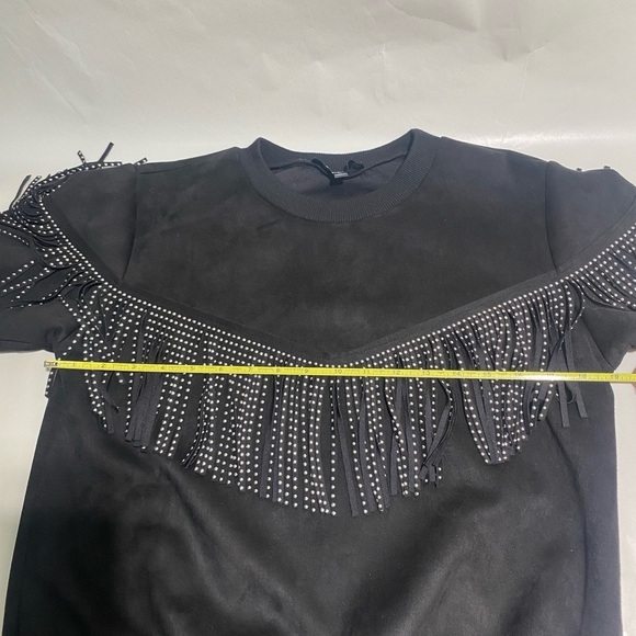Black Studded Fringe Pullover - Picture 7 of 9